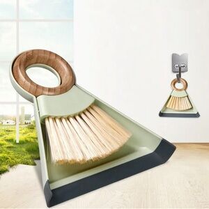 Multi-purpose Mini Broom Dustpan Set / Wooden Handle / Hanging Household Brush